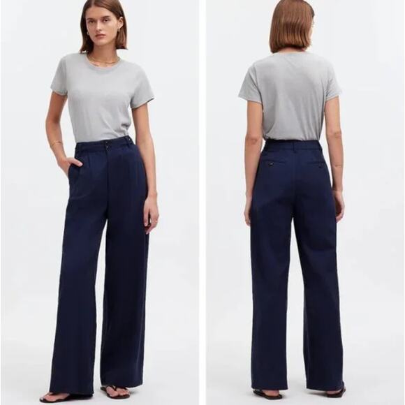 Madewell Drapey Linen Blend Harlow High Rise Wide Leg Trouser NWOT size 0 - Picture 1 of 11